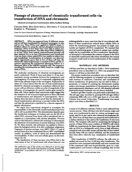 Transfection of DNA and Chromatin (Chemical Carcinogenesis/Transformation Alleles/Southern Blotting) CHIAHO SHIH, BEN-ZION SHILO, MITCHELL P