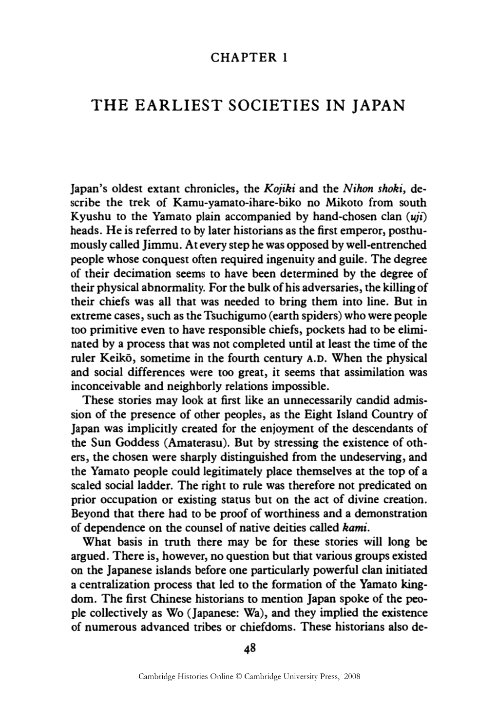 The Earliest Societies in Japan