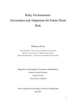 Governance and Adaptation for Future Flood Risk Total Synthesis Of