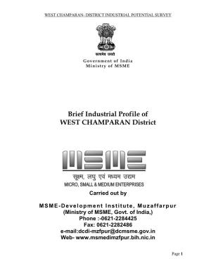 Brief Industrial Profile of WEST CHAMPARAN District