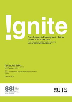 From Refugee to Entrepreneur in Sydney in Less Than Three Years: FINAL EVALUATION REPORT on the SSI IGNITE SMALL BUSINESS START-UPS PROGRAM