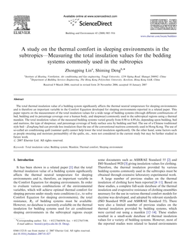 A Study on the Thermal Comfort in Sleeping Environments In