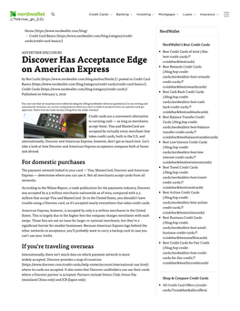 Discover Has the Edge on Amex in Acceptance