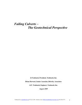 Failing Culverts – the Geotechnical Perspective