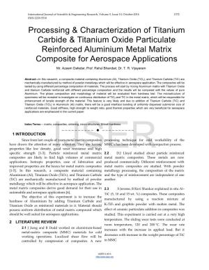 Processing & Characterization of Titanium Carbide & Titanium Oxide