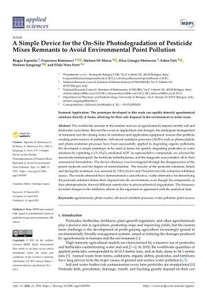 A Simple Device for the On-Site Photodegradation of Pesticide Mixes Remnants to Avoid Environmental Point Pollution