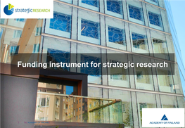 Funding Instrument for Strategic Research
