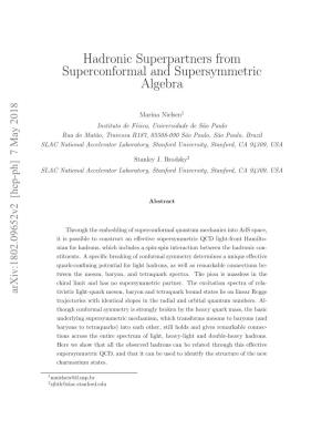 Hadronic Superpartners from Superconformal and Supersymmetric Algebra