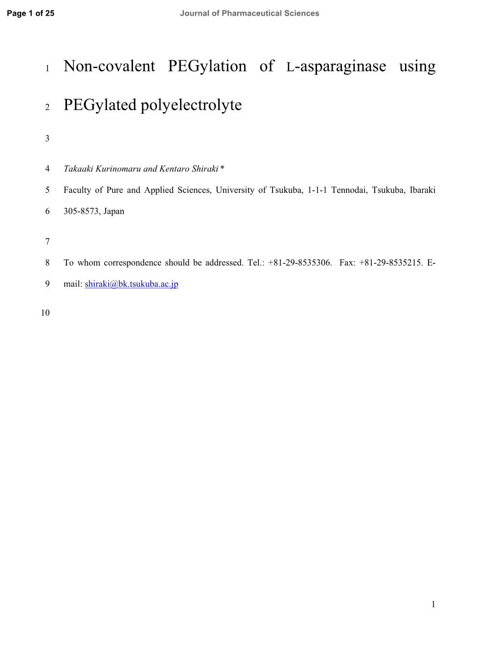 Non-Covalent Pegylation of L-Asparaginase Using Pegylated