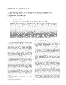 Large Woody Debris Influences Vegetation Zonation in an Oligohaline Tidal Marsh