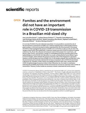 Fomites and the Environment Did Not Have an Important Role in COVID-19 Transmission in a Brazilian Mid-Sized City