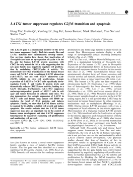 LATS1 Tumor Suppressor Regulates G2/M Transition and Apoptosis