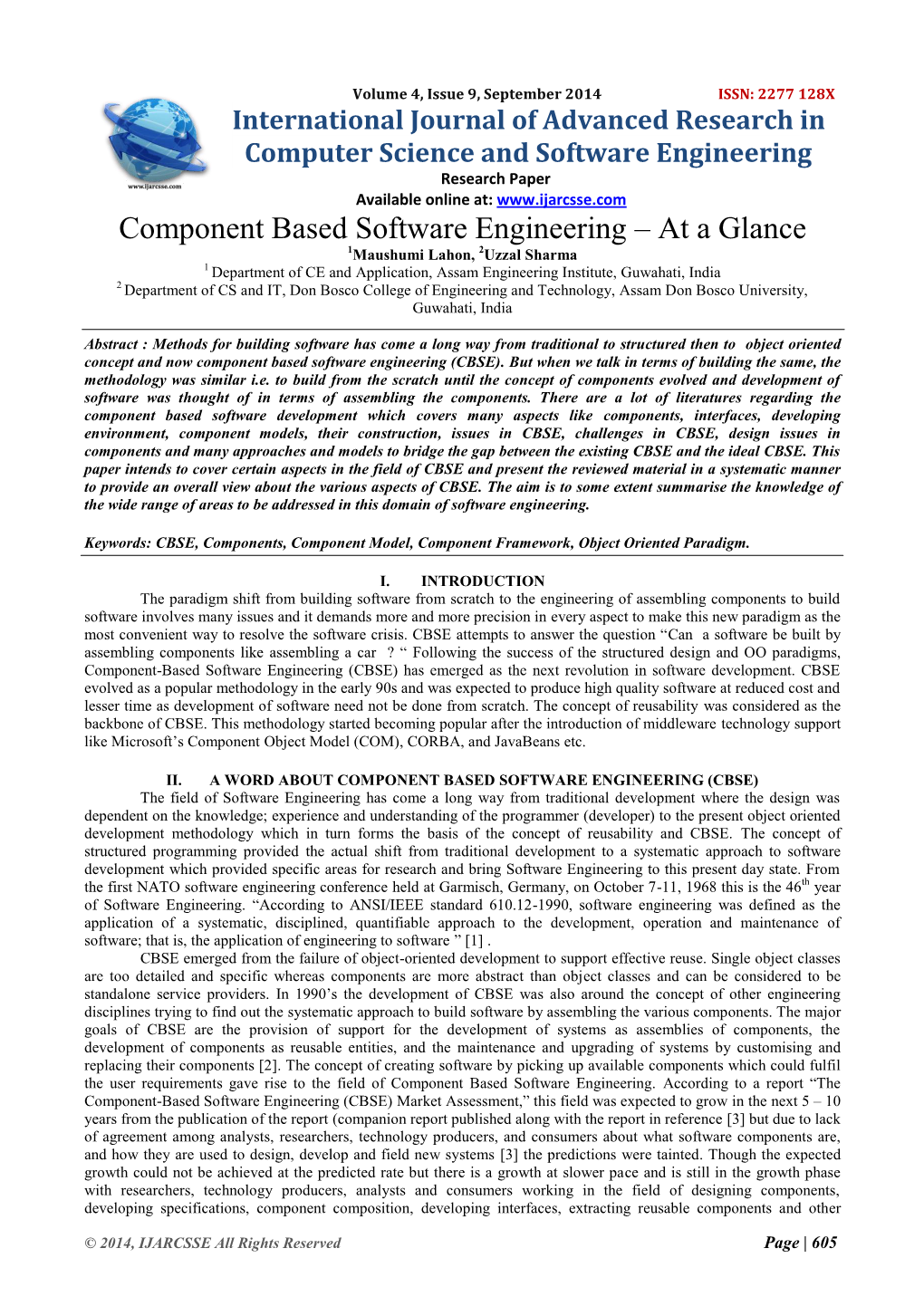 Component Based Software Engineering