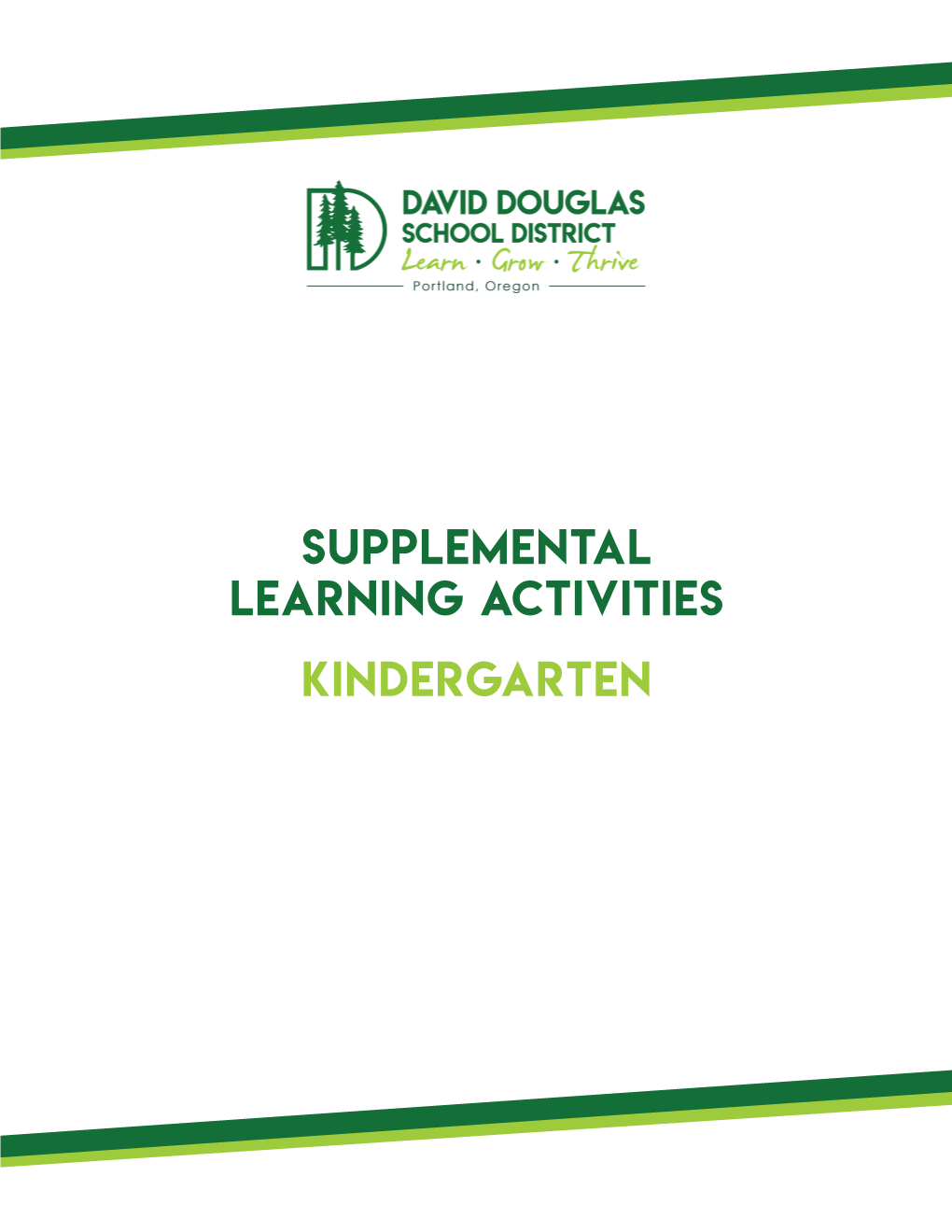 Supplemental Learning Activities Kindergarten