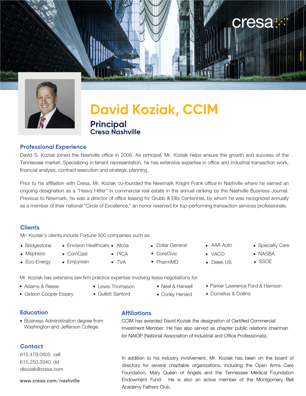 David Koziak, CCIM Principal Cresa Nashville