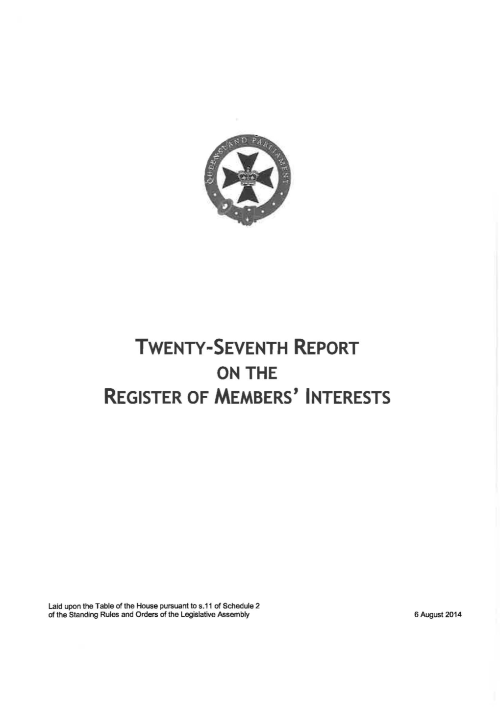 Twenty-Seventh Report on the Register of Members' Interests