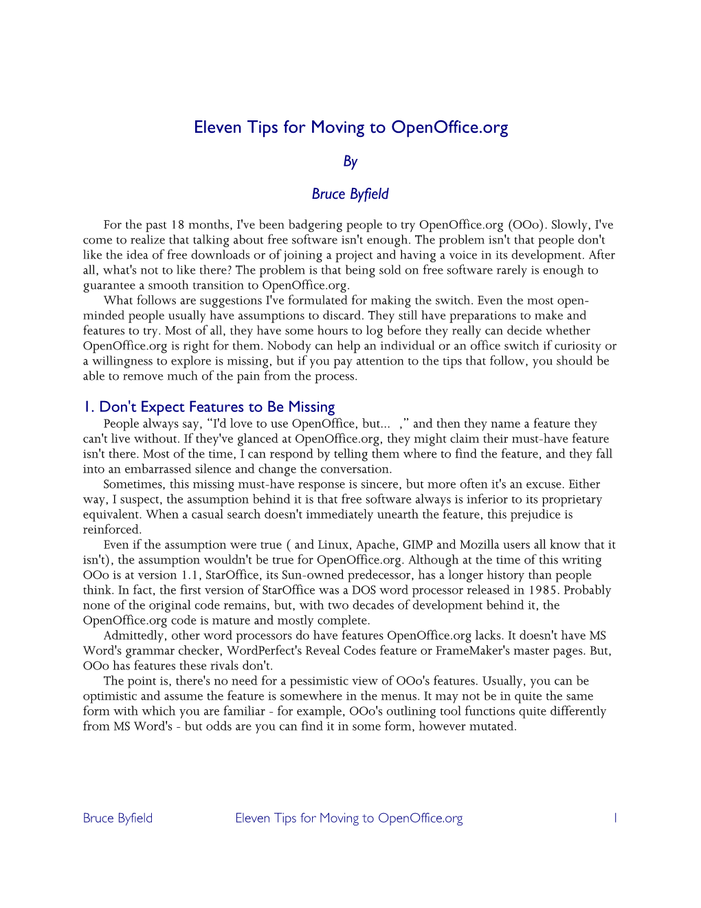Eleven Tips for Moving to Openoffice.Org