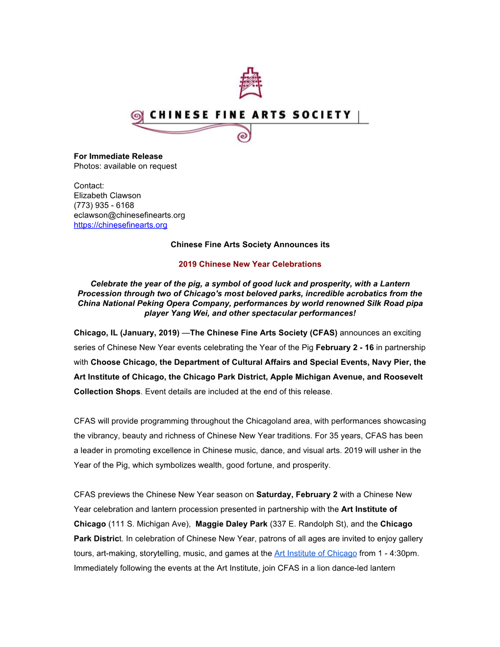 CFAS 2019 Chinese New Year Press Release