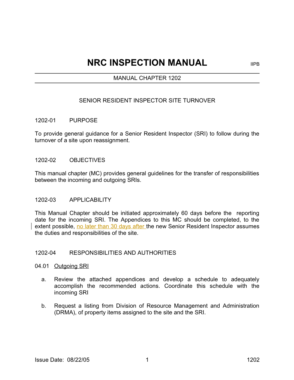 Nrc Inspection Manual Iipb