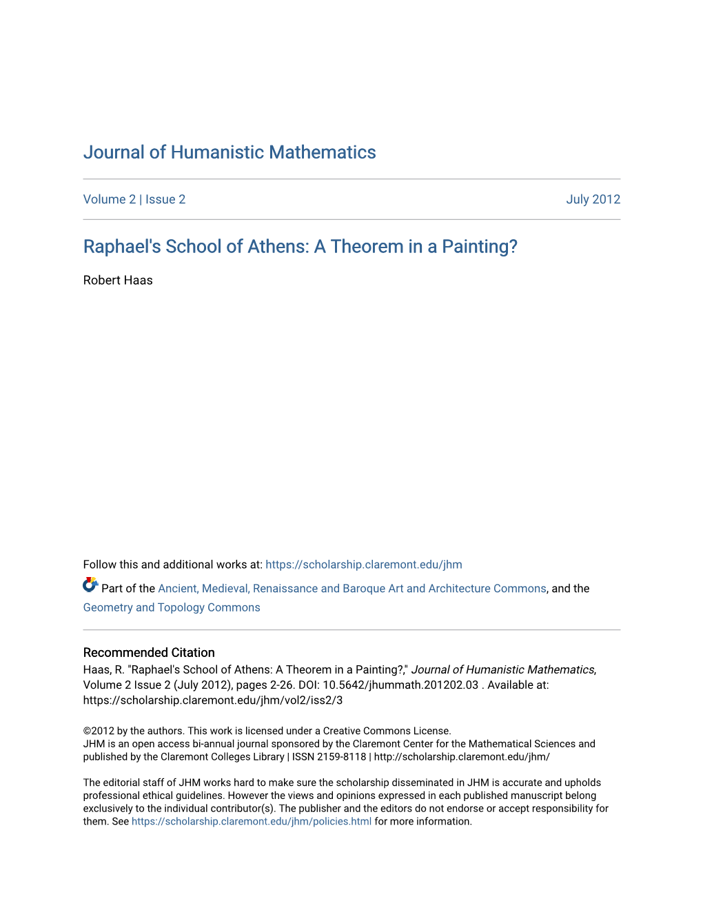 Raphael's School of Athens: a Theorem in a Painting?