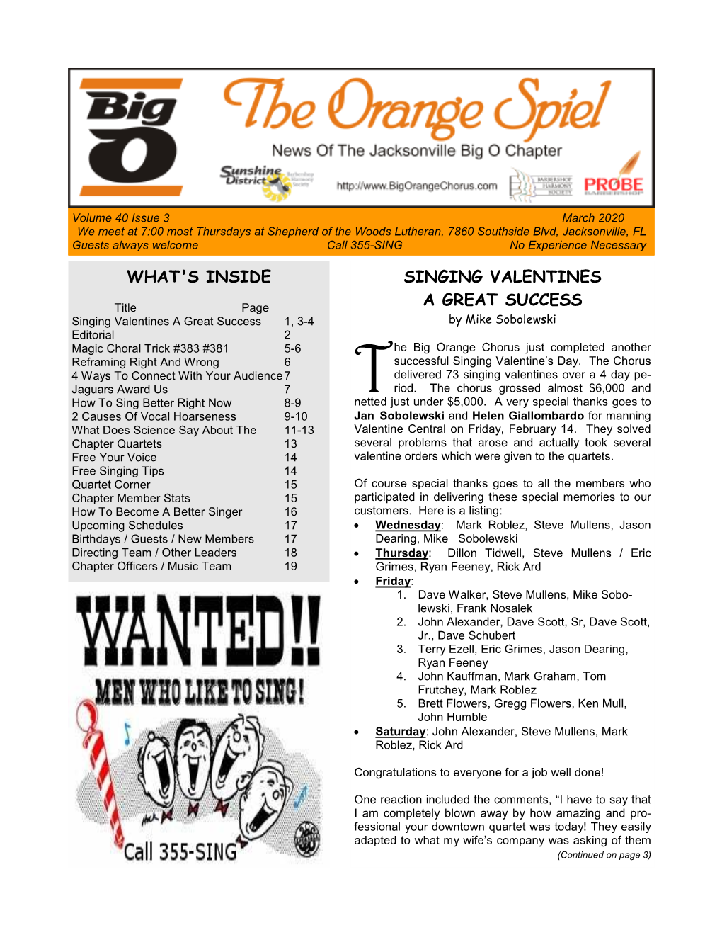 The Orange Spiel Page 1 March 2020