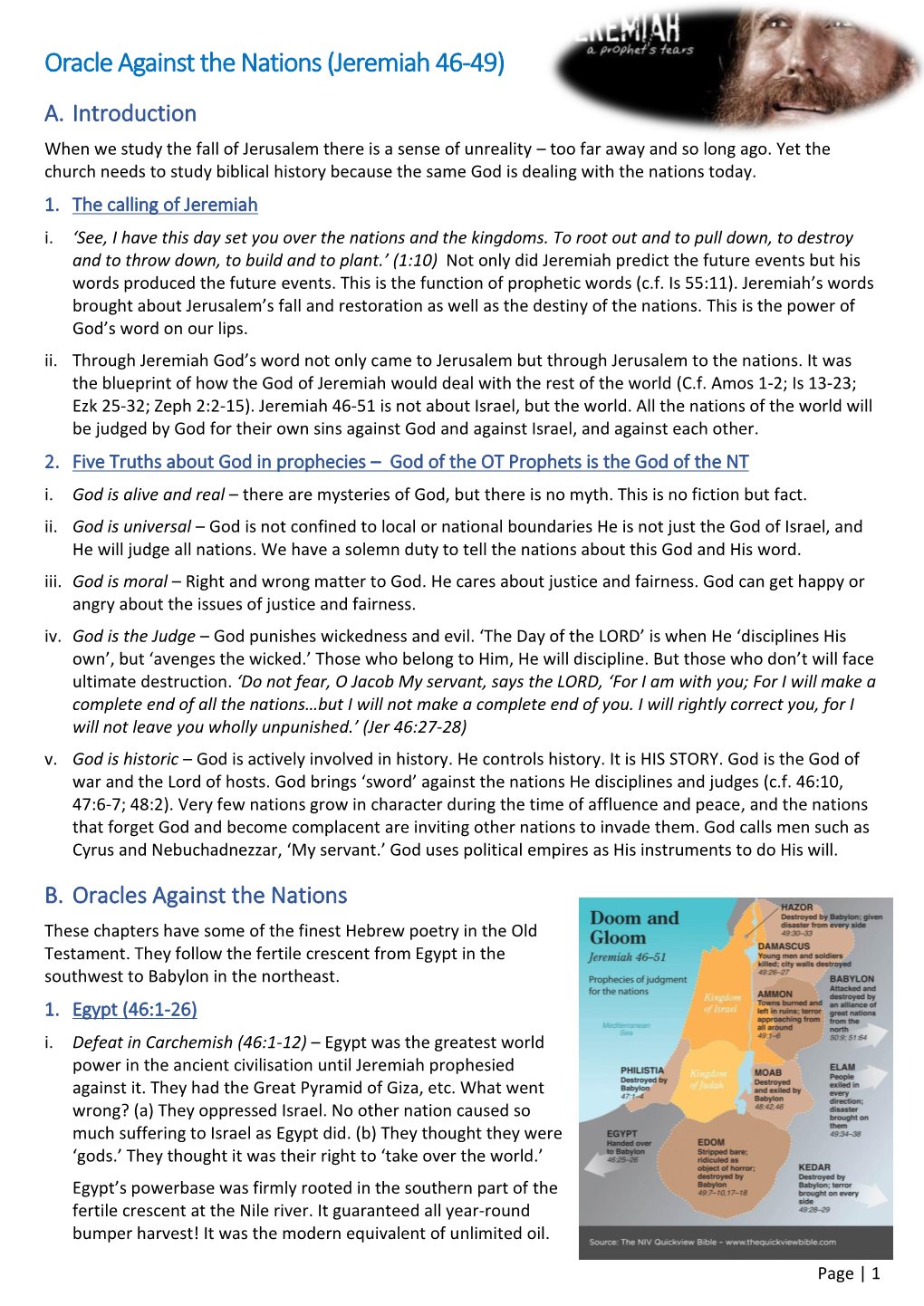 Oracle Against the Nations (Jeremiah 46-49) A