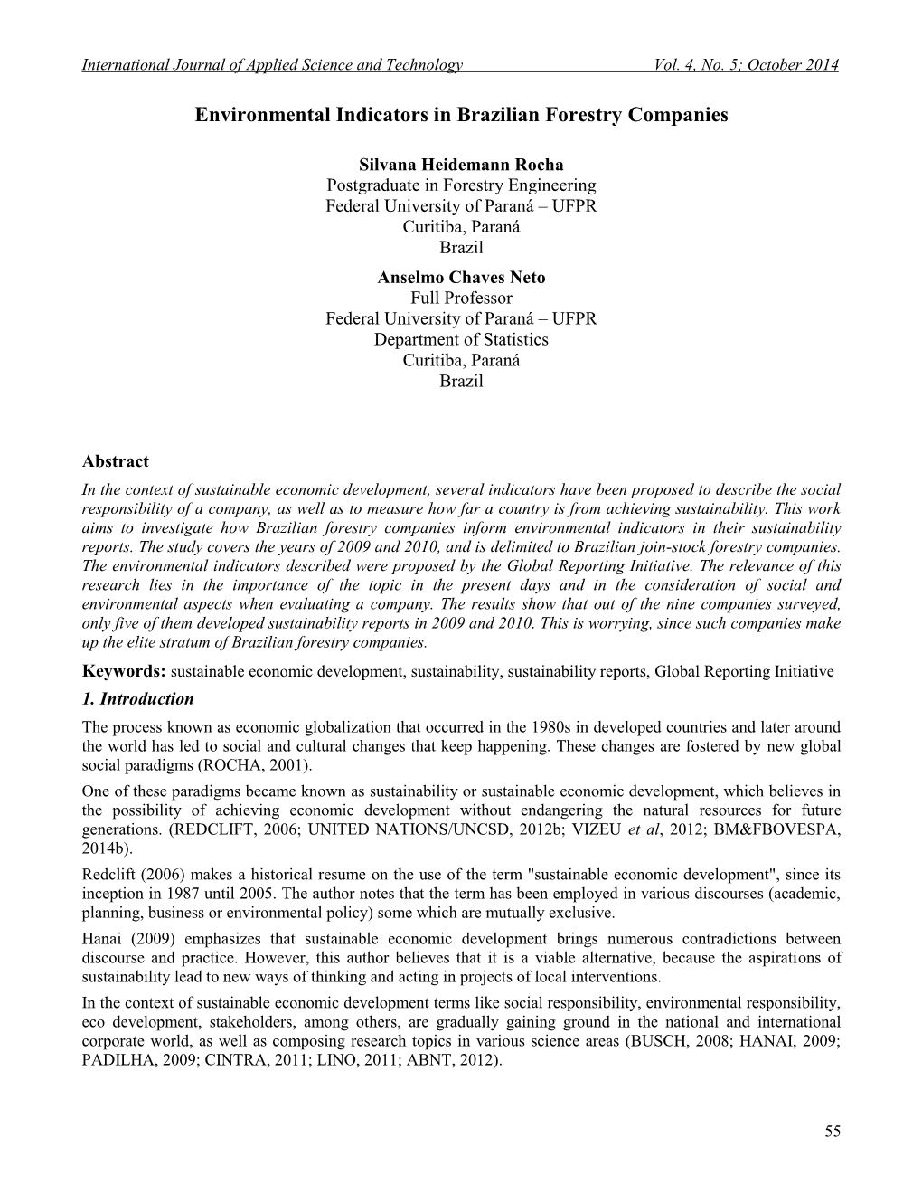 Environmental Indicators in Brazilian Forestry Companies