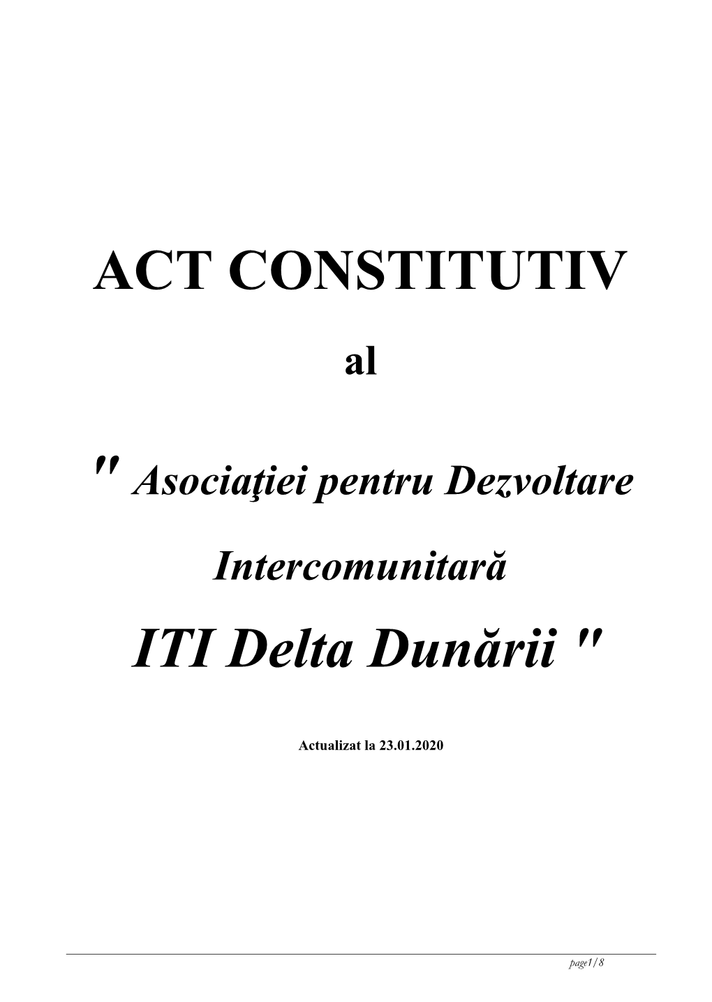 ACT CONSTITUTIV ITI Delta Dunării "