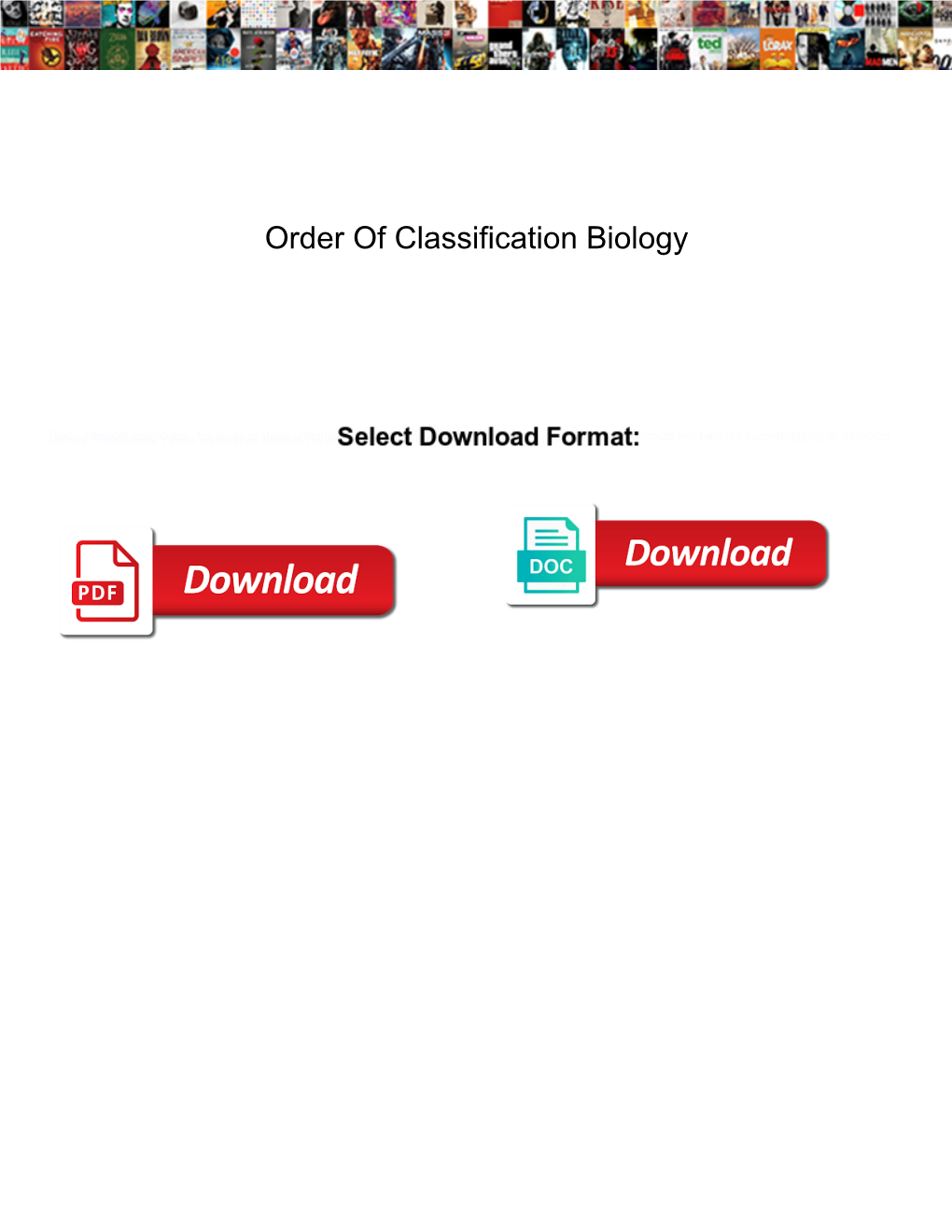 Order of Classification Biology