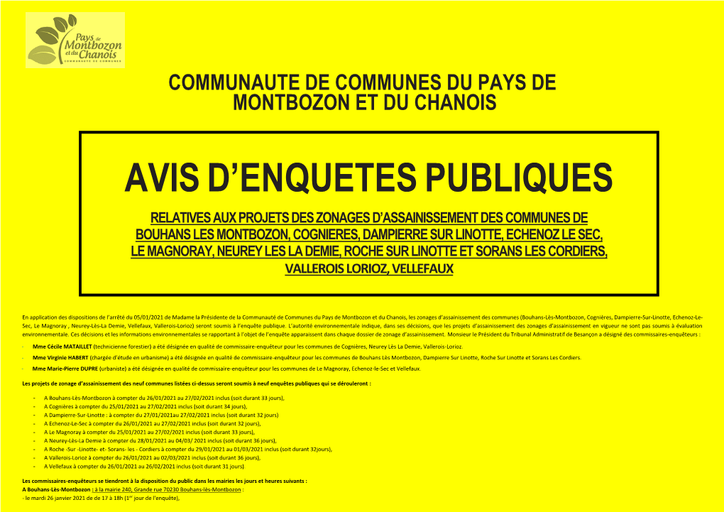 Avis D'enquetes Publiques