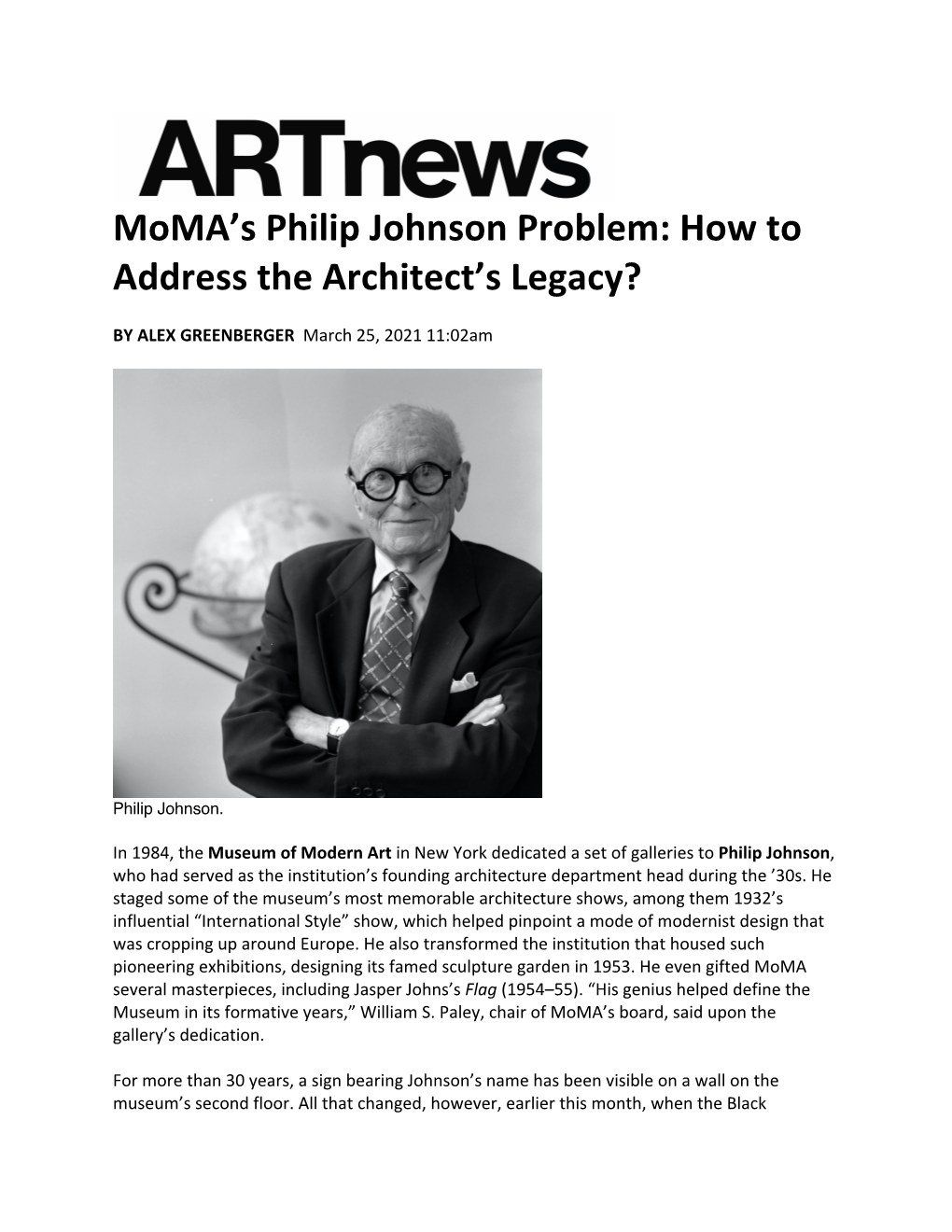 Moma's Philip Johnson Problem