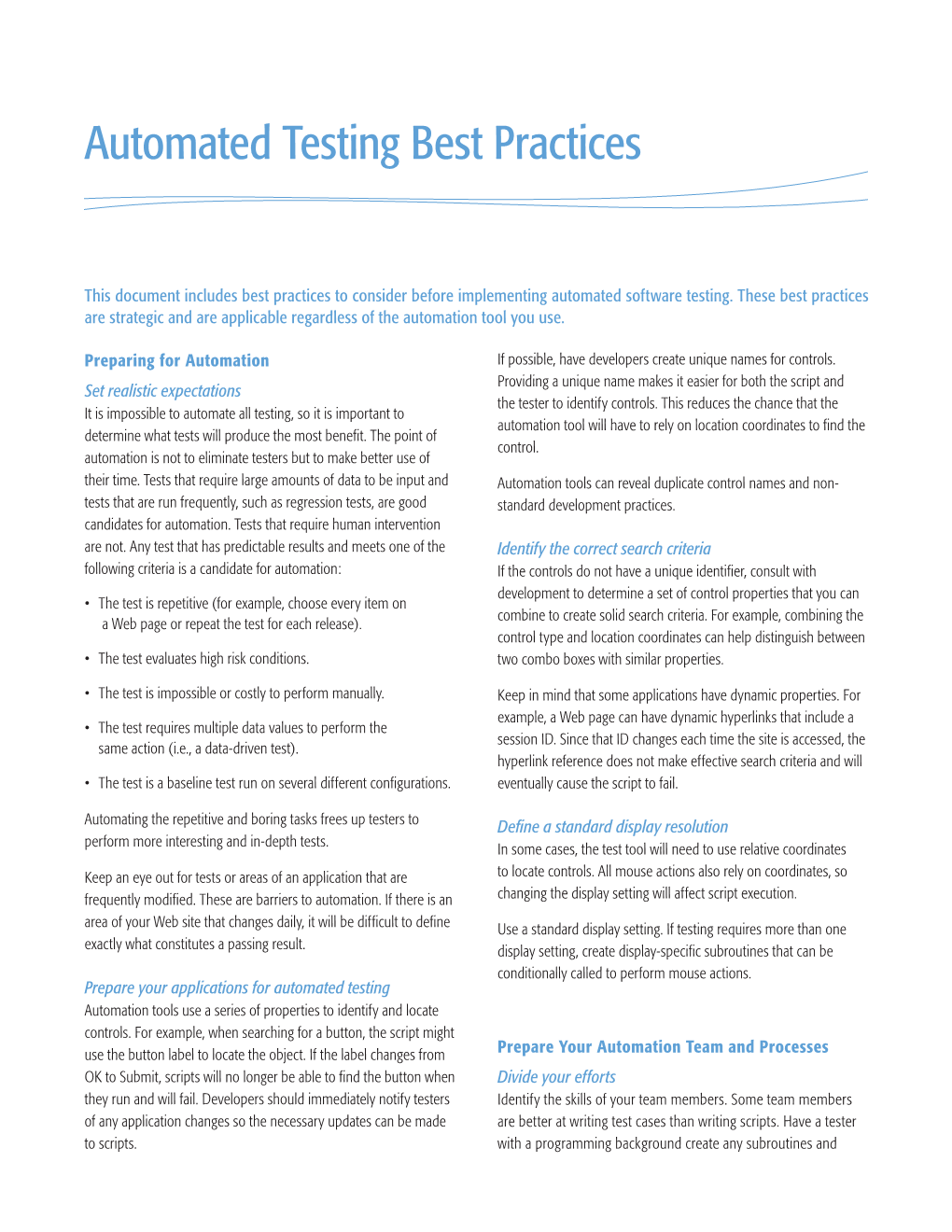 Automated Testing Best Practices