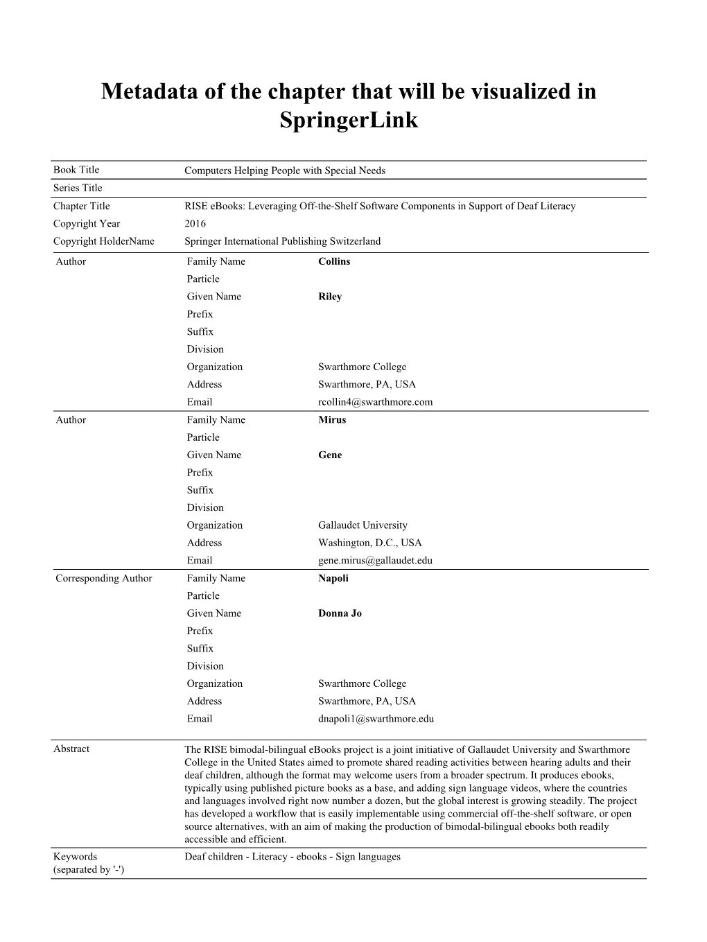 Metadata of the Chapter That Will Be Visualized in Springerlink