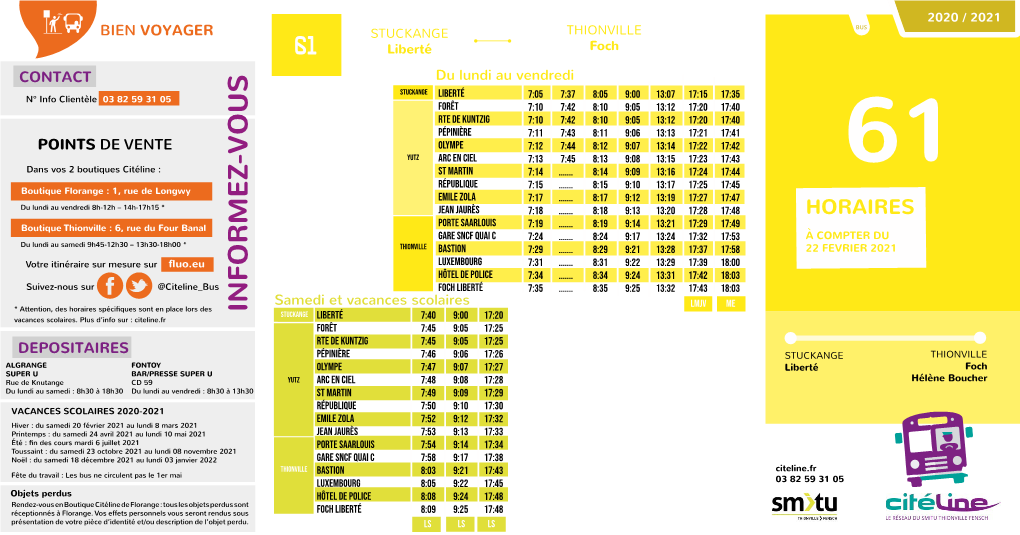 INFORMEZ-VOUS Stuckange Liberté 7:40 9:00 17:20 Vacances Scolaires