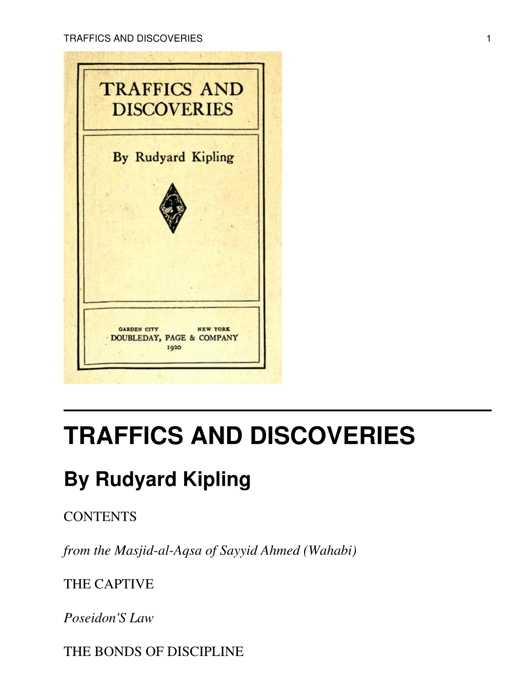 TRAFFICS and DISCOVERIES by Rudyard Kipling