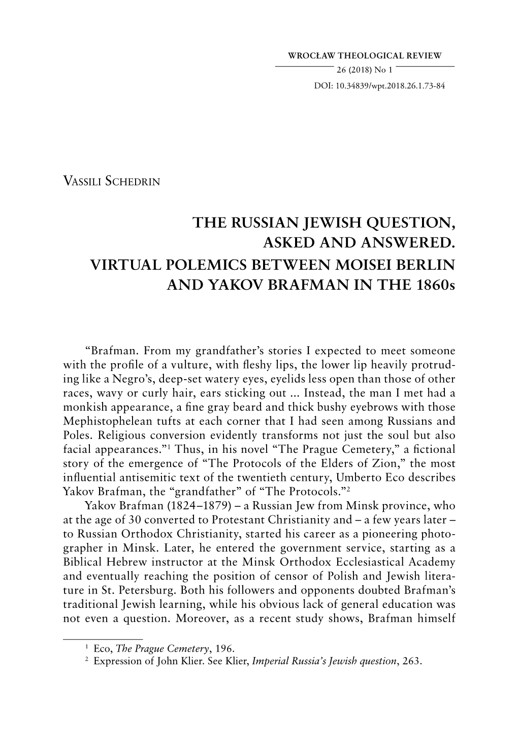 The Russian Jewish Question, Asked and Answered