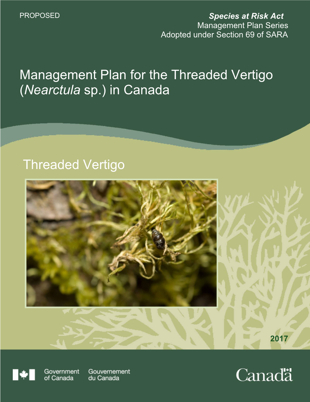 Management Plan for the Threaded Vertigo (Nearctula Sp.) in Canada