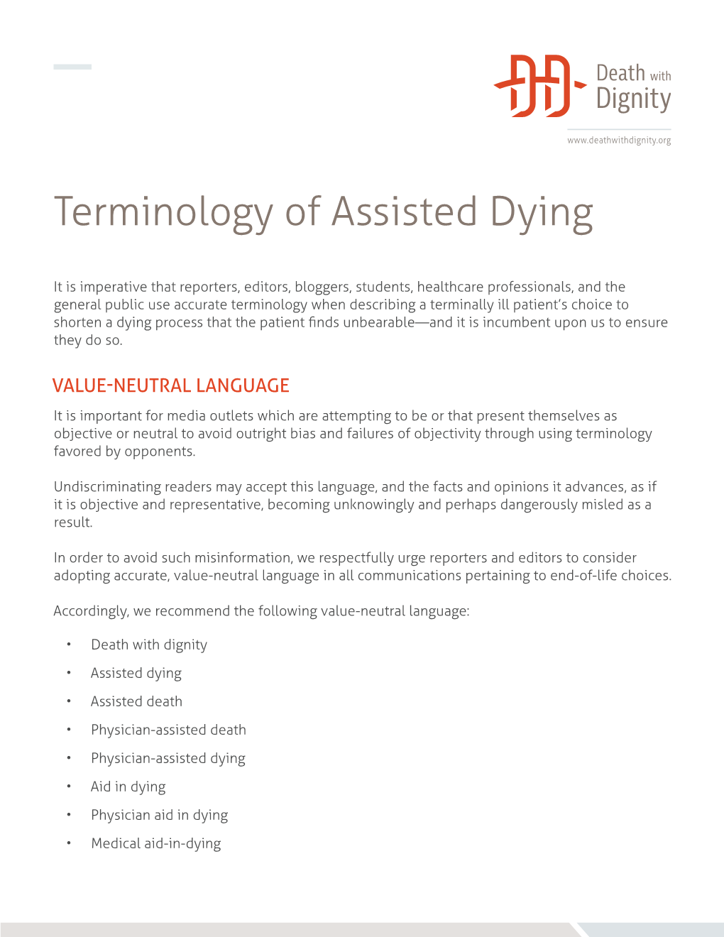 Terminology of Assisted Dying