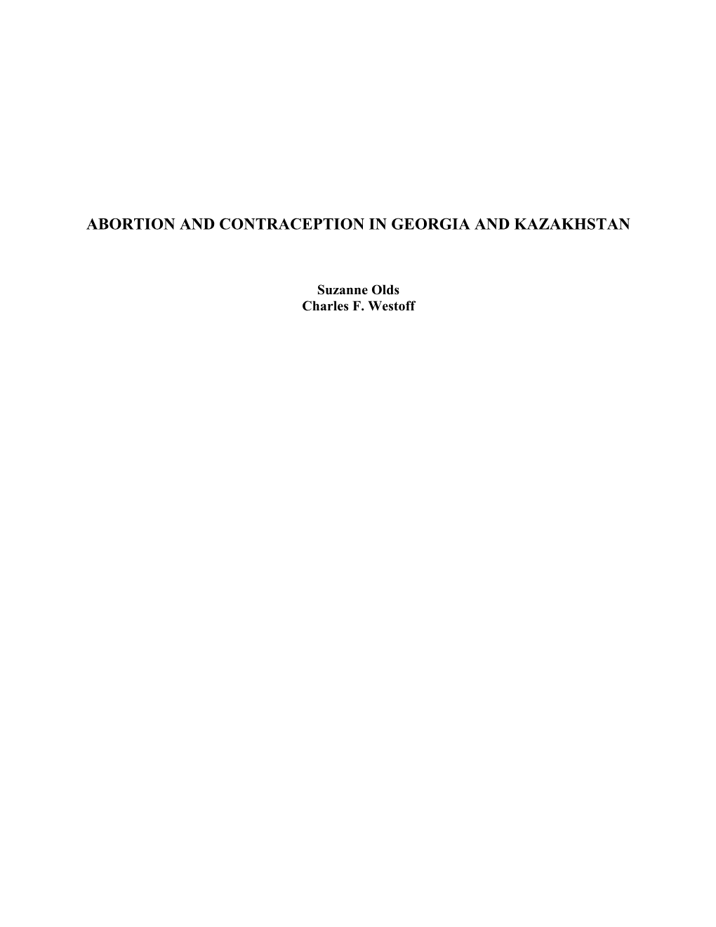 Abortion and Contraception in Georgia and Kazakhstan