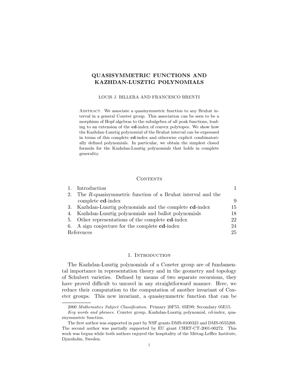 Quasisymmetric Functions and Kazhdan-Lusztig Polynomials