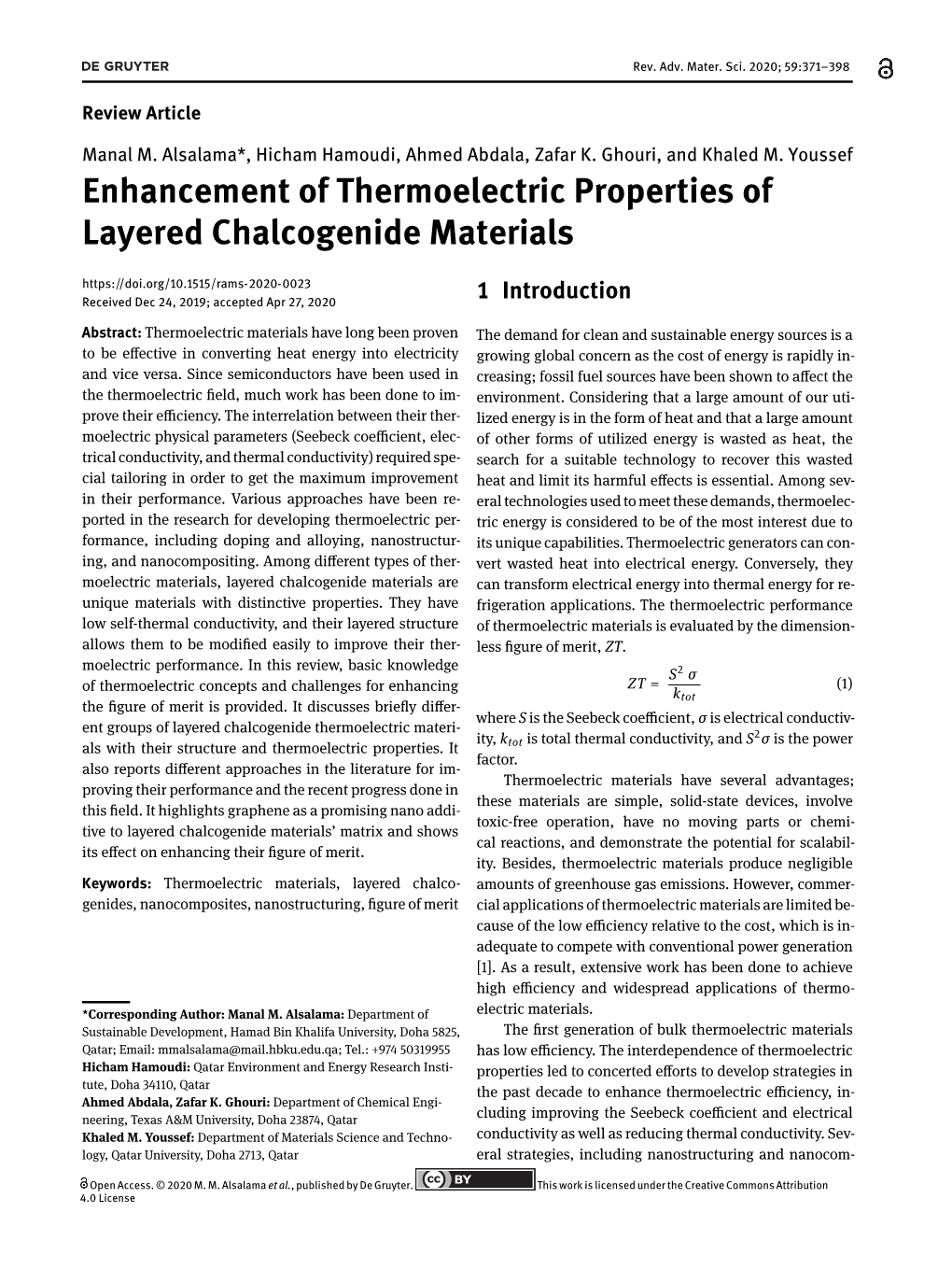 Enhancement of Thermoelectric Properties of Layered