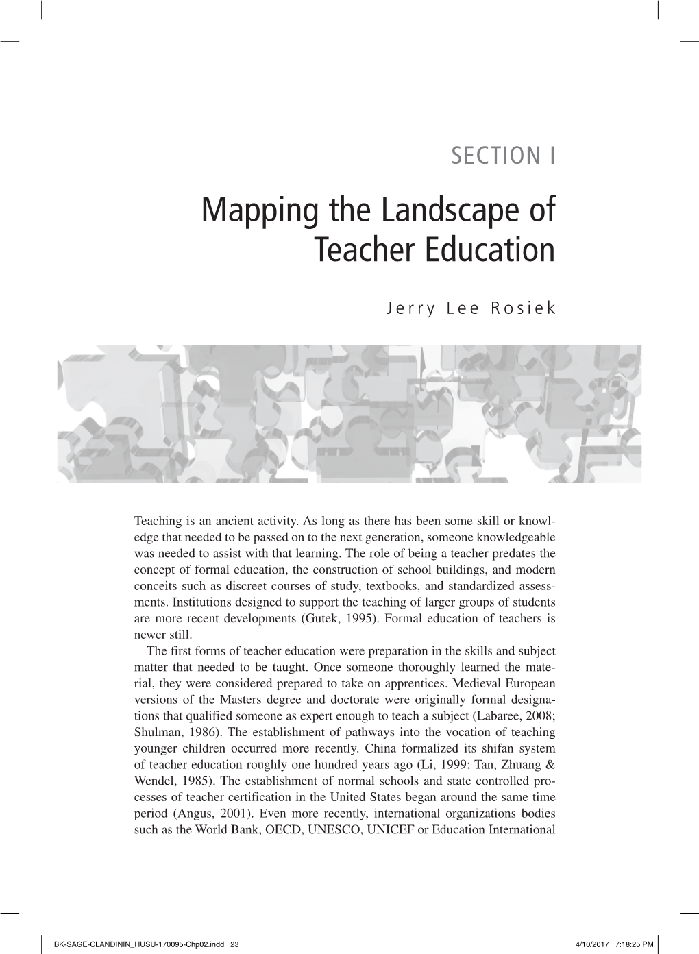 Mapping the Landscape of Teacher Education