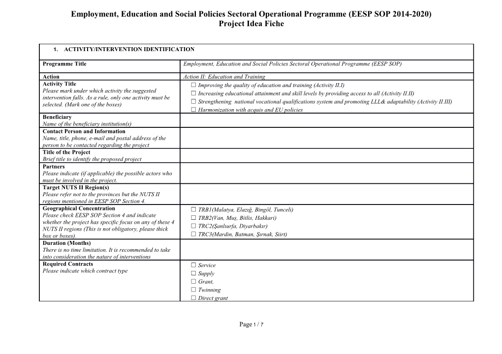 Employment, Education and Social Policies Sectoral Operational Programme (EESP SOP 2014-2020)