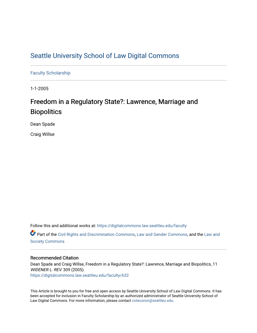 Lawrence, Marriage and Biopolitics