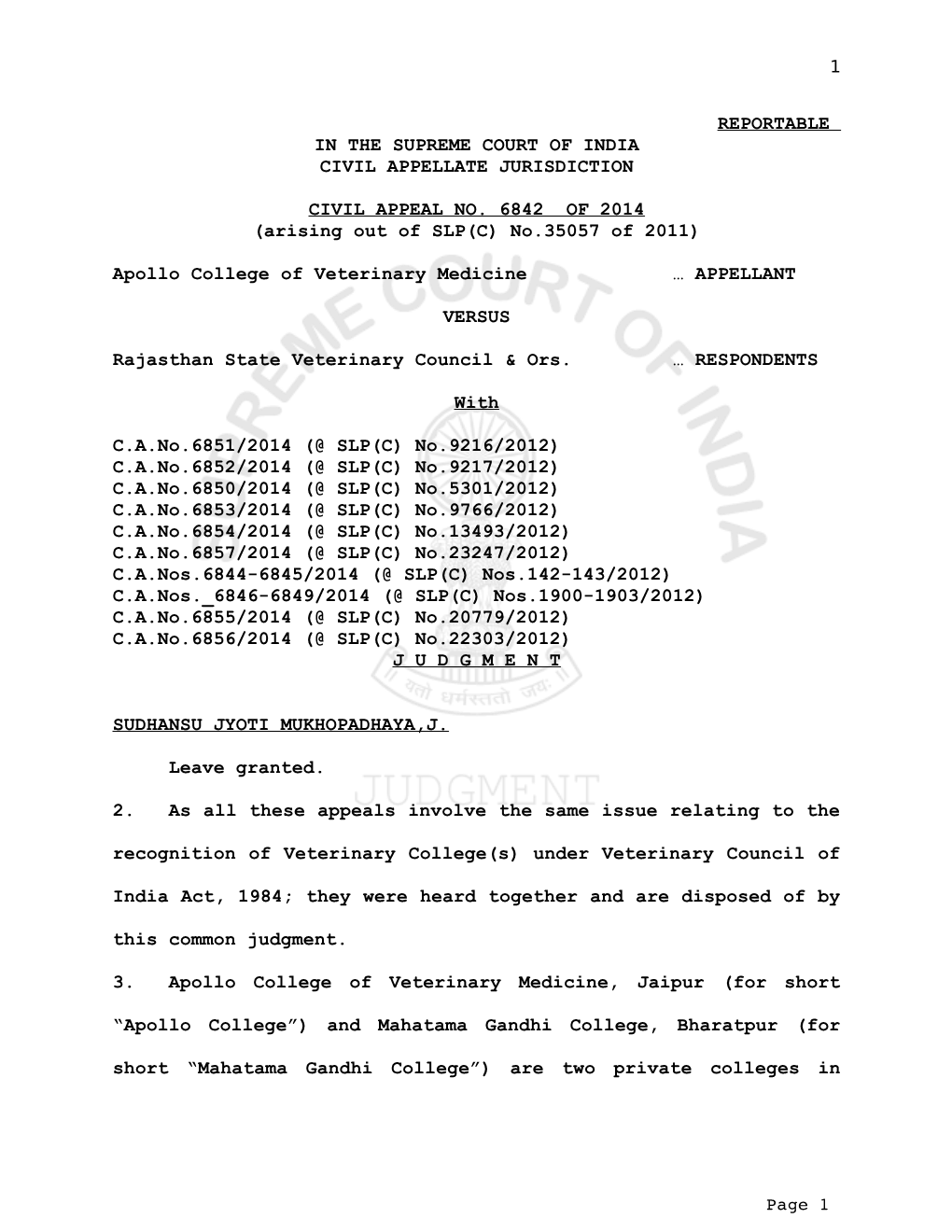 Reportable in the Supreme Court of India Civil Appellate Jurisdiction