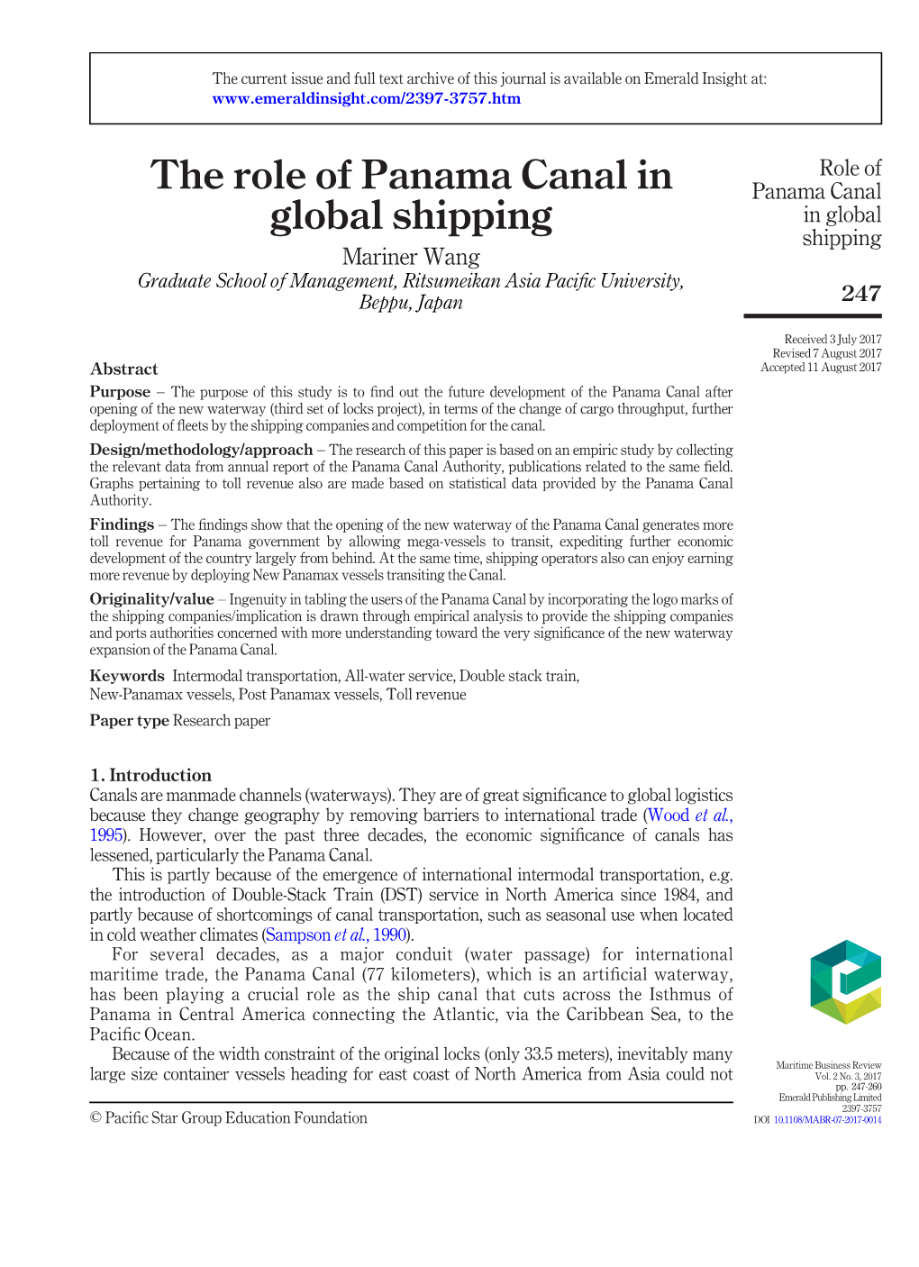 The Role of Panama Canal in Global Shipping