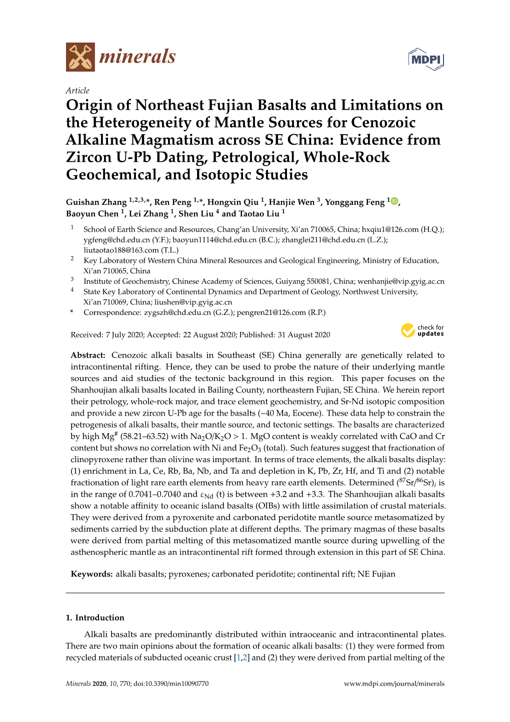 Origin of Northeast Fujian Basalts and Limitations on the Heterogeneity Of