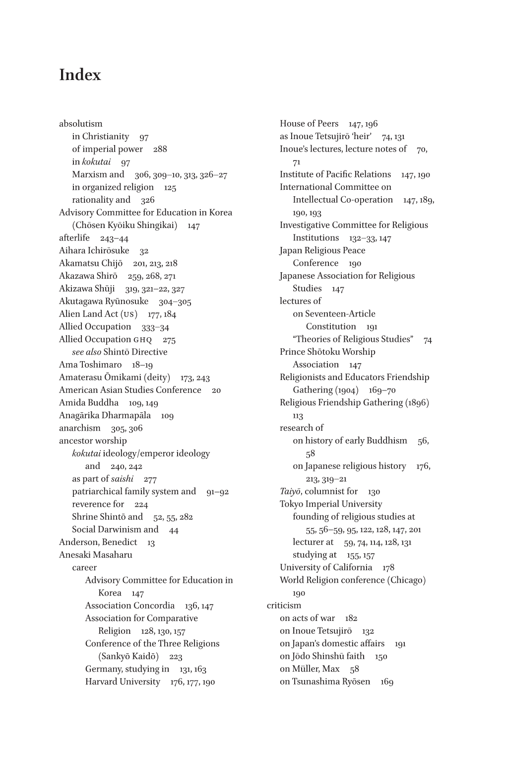 Absolutism in Christianity 97 of Imperial Power 288 in Kokutai 97