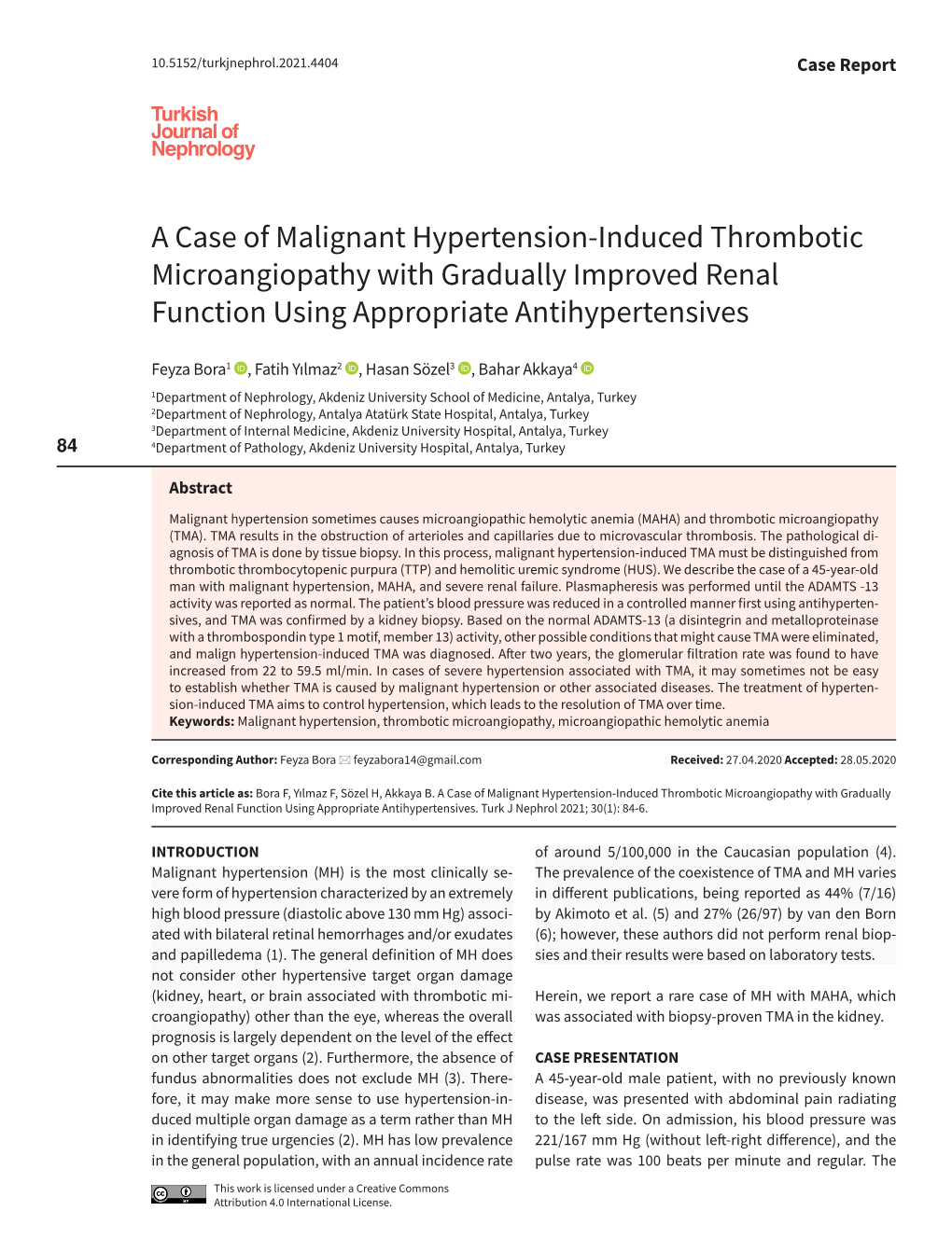 A Case of Malignant Hypertension-Induced Thrombotic Microangiopathy with Gradually Improved Renal Function Using Appropriate Antihypertensives