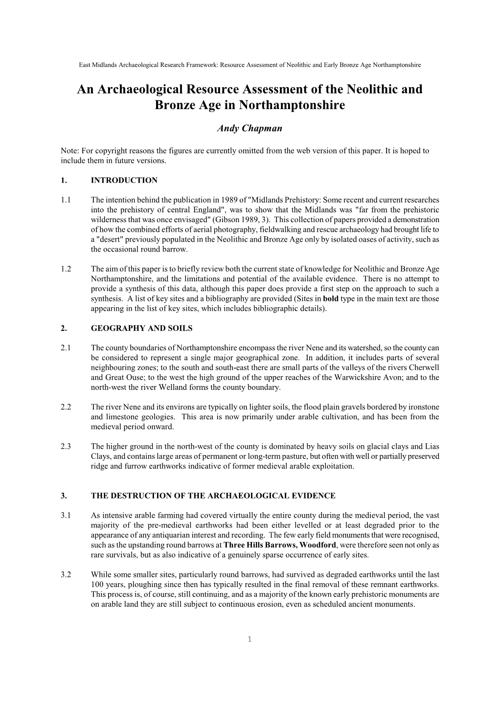 An Archaeological Resource Assessment of the Neolithic and Bronze Age in Northamptonshire